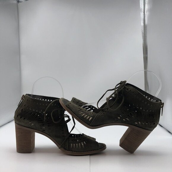 Vince Camuto Tarita Sandals Women's Size 6.5 Cutout Lace-Up Olive Green - Picture 5 of 13